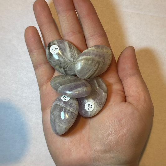 Small Smoky Chevron Amethyst Palm Stone from Madagascar