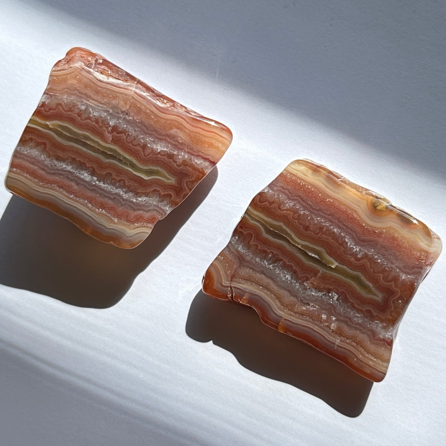 Malawi Banded Agate Orange and Red Polished Pair of Slabs 77g