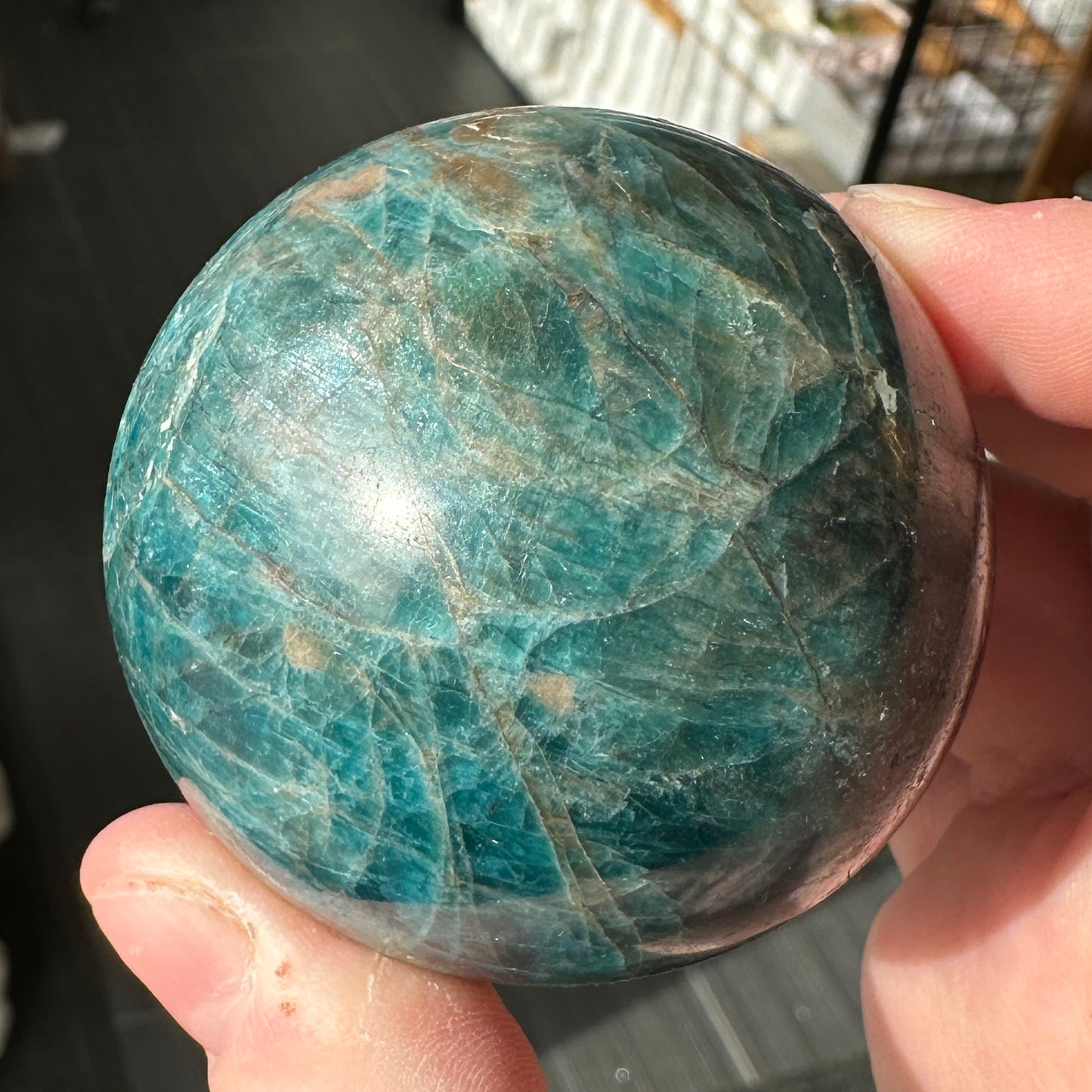 Stunning 5.50cm Cats Eye Electric Blue Apatite Sphere from Brazil