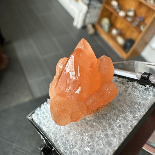 Hematite Included Tangerose Quartz Perky Box Specimen from Zimbabwe