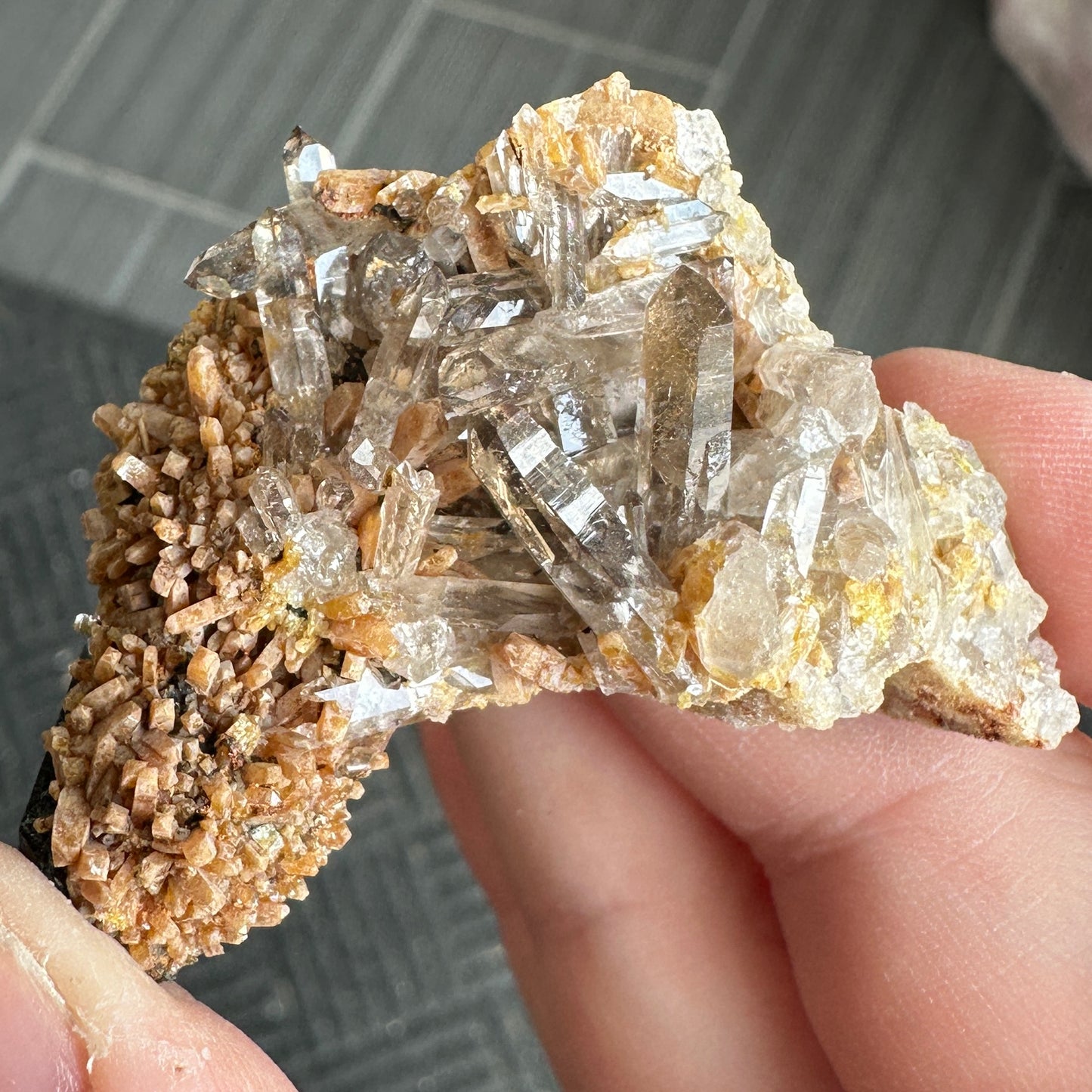 Miniature Sized Zircon on Smoky Quartz with Aegirine from Mount Malosa, Malawi