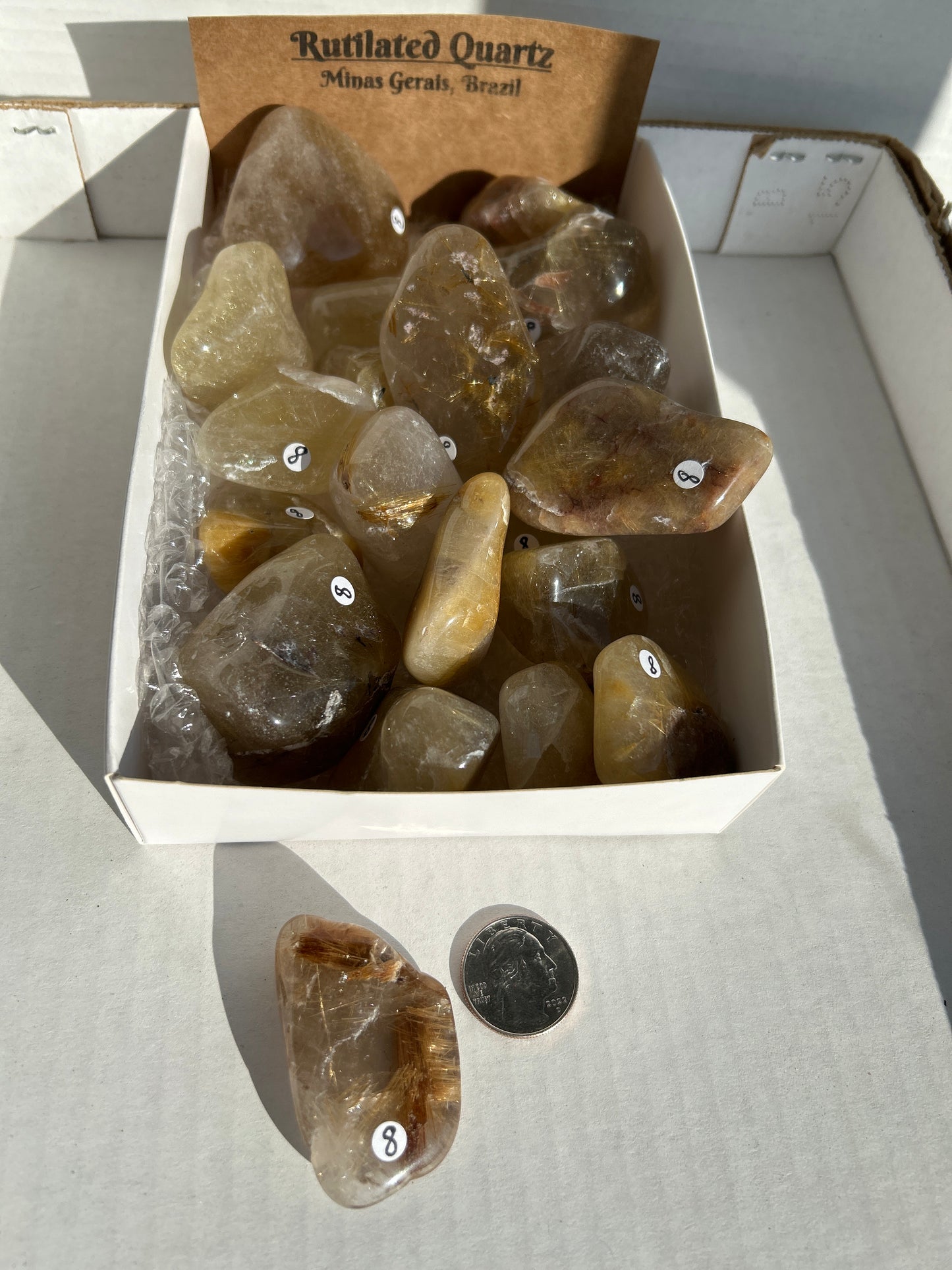 Large Rutilated Quartz Tumbled Stone from Brazil