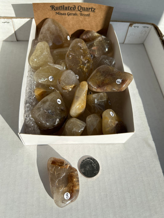 Large Rutilated Quartz Tumbled Stone from Brazil