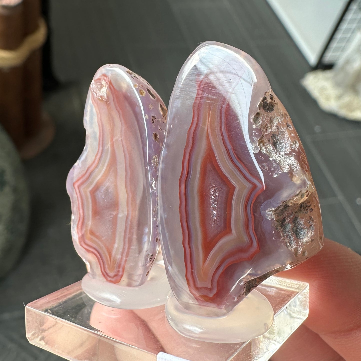 24g Red Malawi Banded Agate Pair