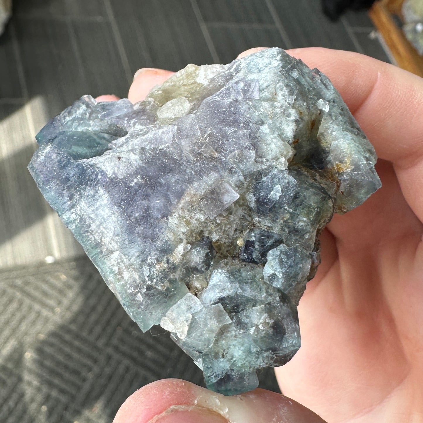 Cabinet Size Green-Blue Daylight UV Reactive Fluorite with Quartz from the  Hidden Forest Pocket, Diana Maria Mine, UK