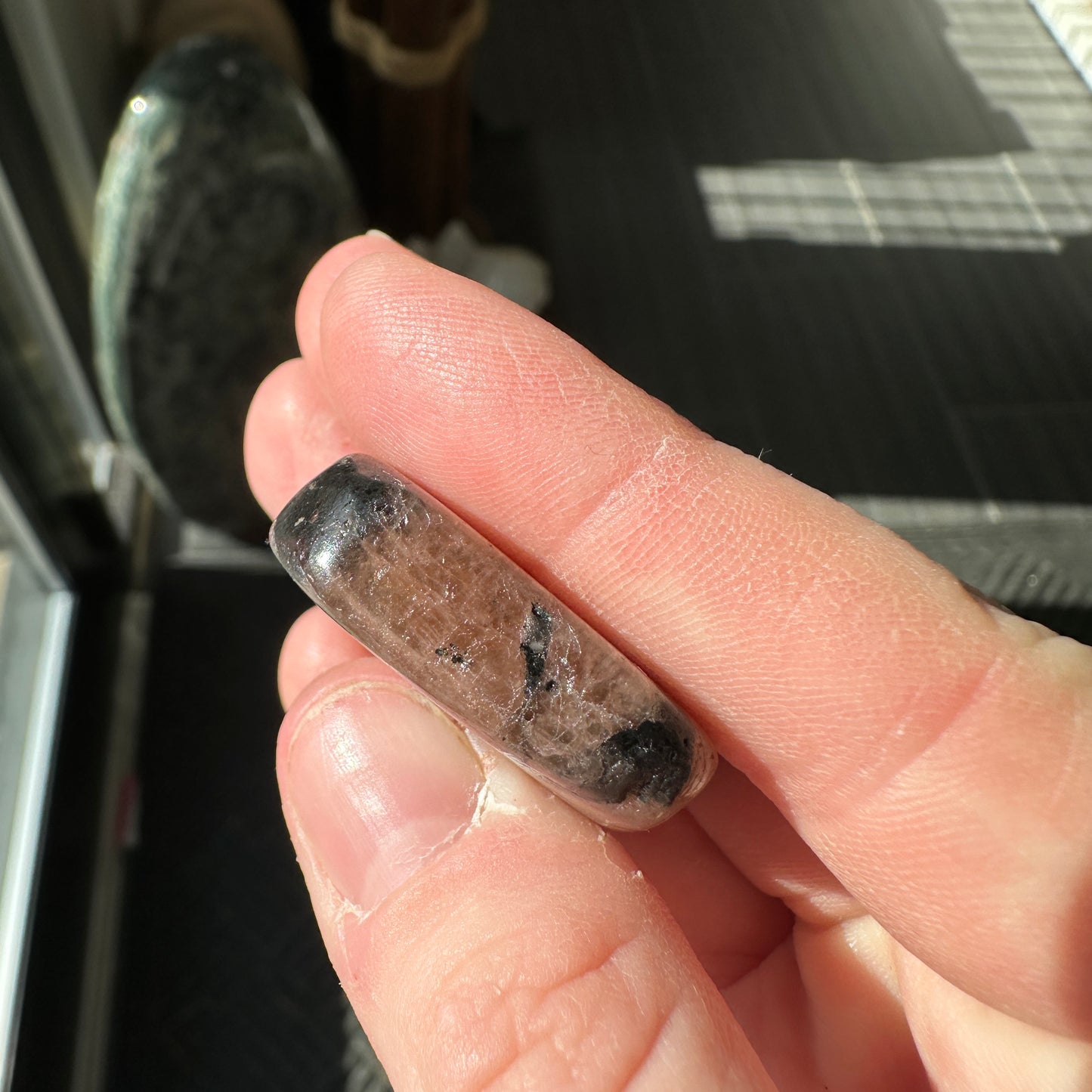 21.80g Andalusite var. Chiastolite Polished Fairy Cross Stone from Spain