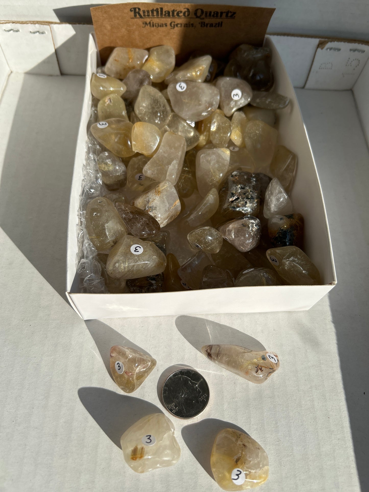 Small Rutilated Quartz Tumbled Stone from Brazil