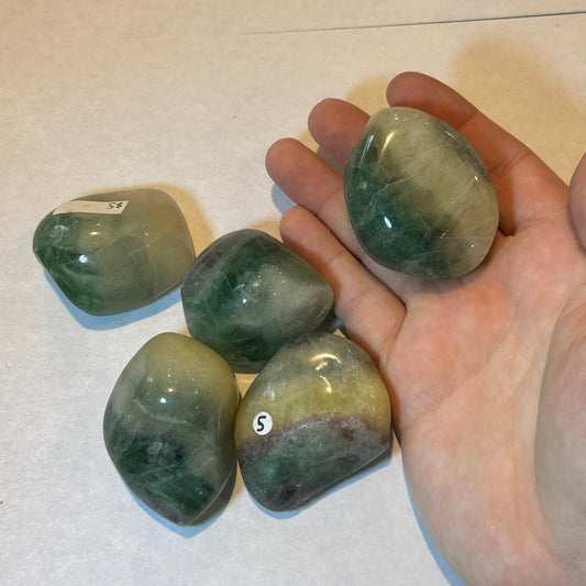 Large Tumbled Green Banded Fluorite from China