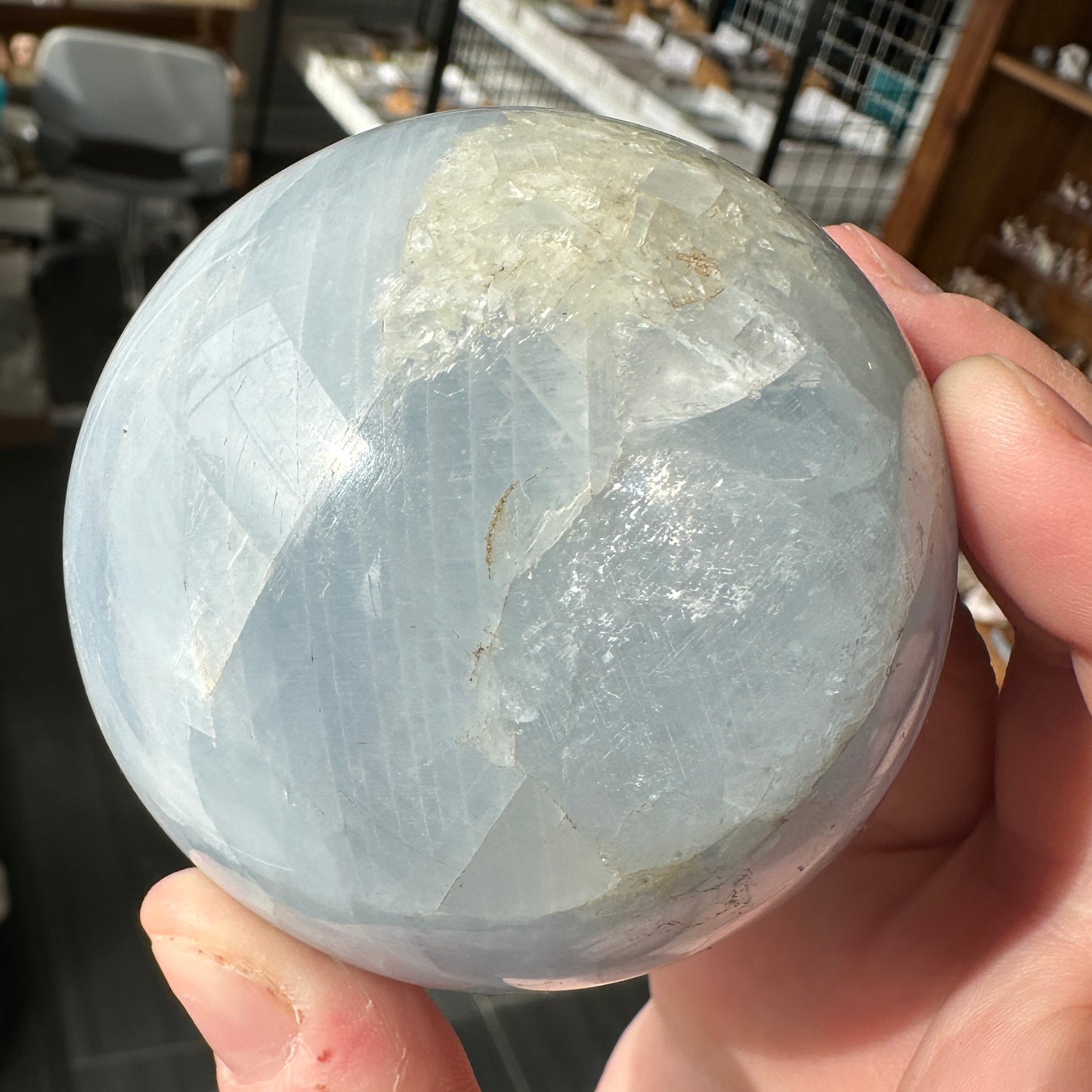 Angelic 6.70cm Blue Calcite Sphere from Brazil