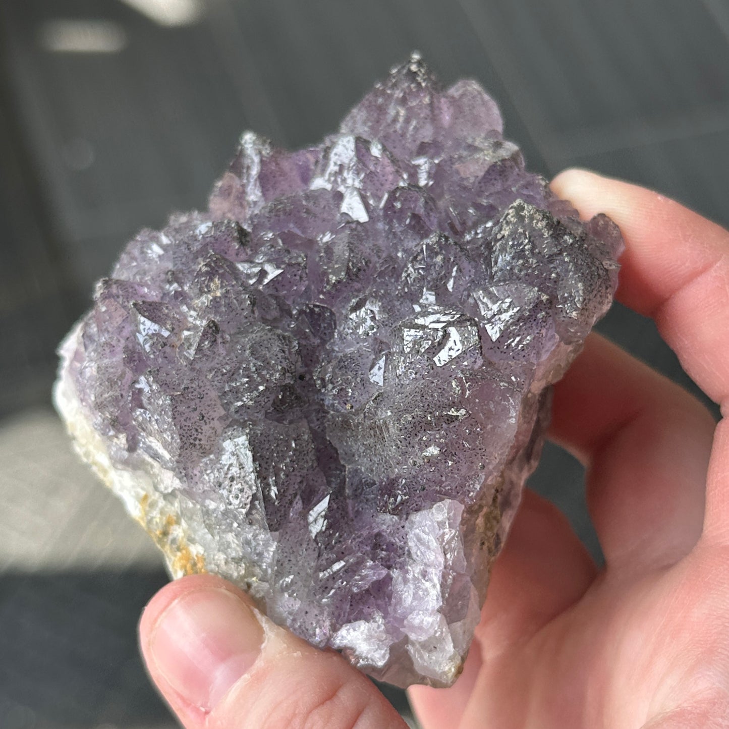 NEW FIND Amethyst on Fluorite with Pyrite from Nigeria