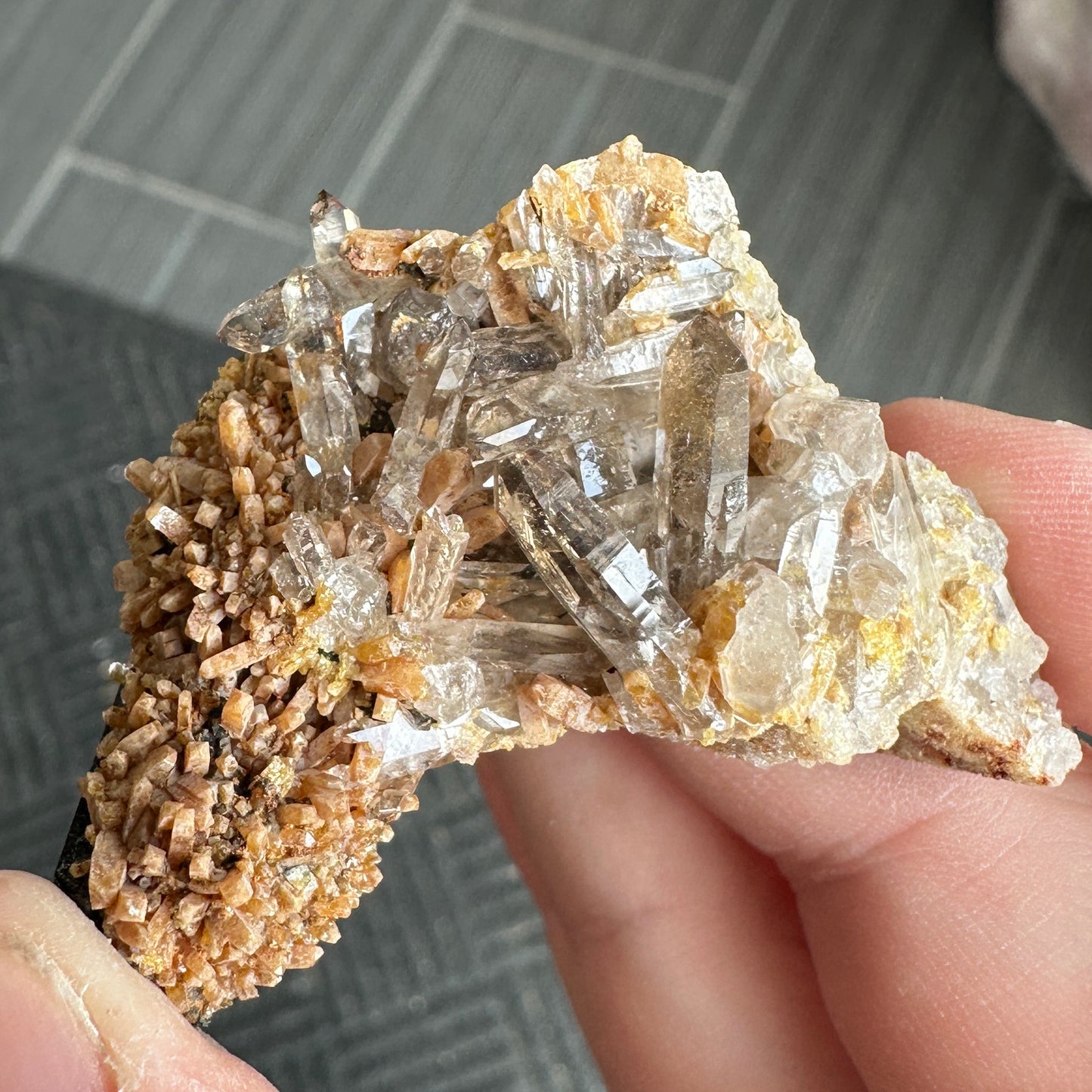 Miniature Sized Zircon on Smoky Quartz with Aegirine from Mount Malosa, Malawi