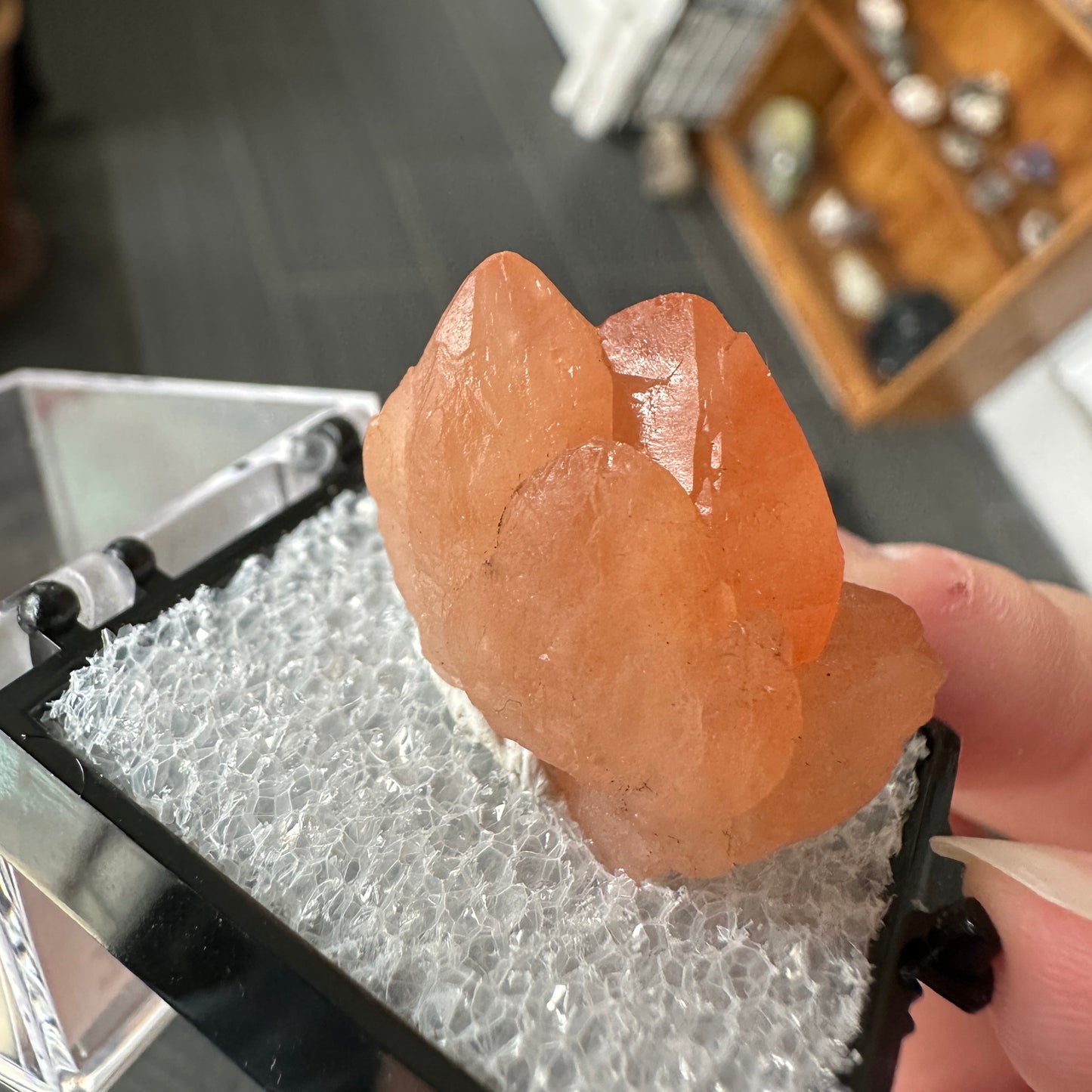 Hematite Included Tangerose Quartz Perky Box Specimen from Zimbabwe