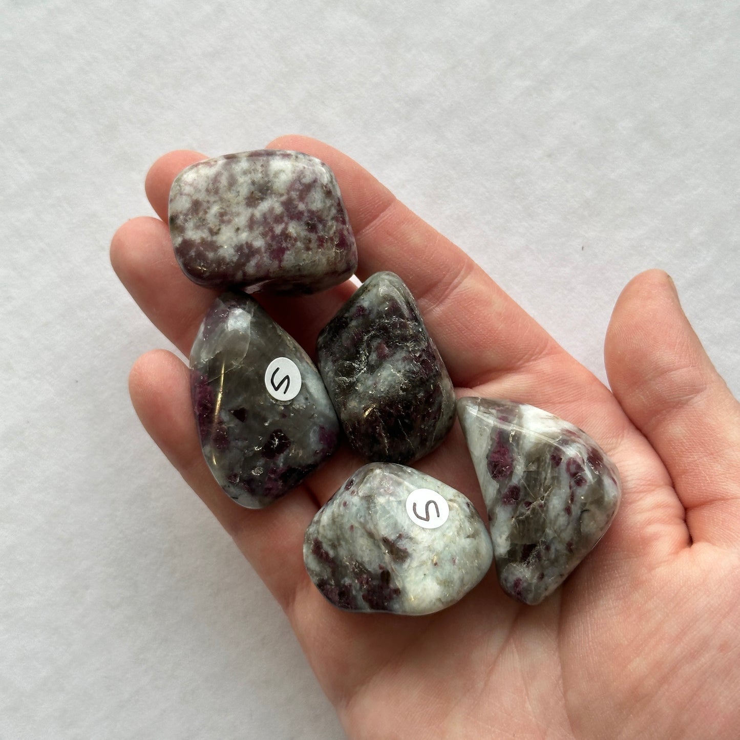 Medium Tumbled Pink Rubellite Tourmaline in Quartz from Madagascar