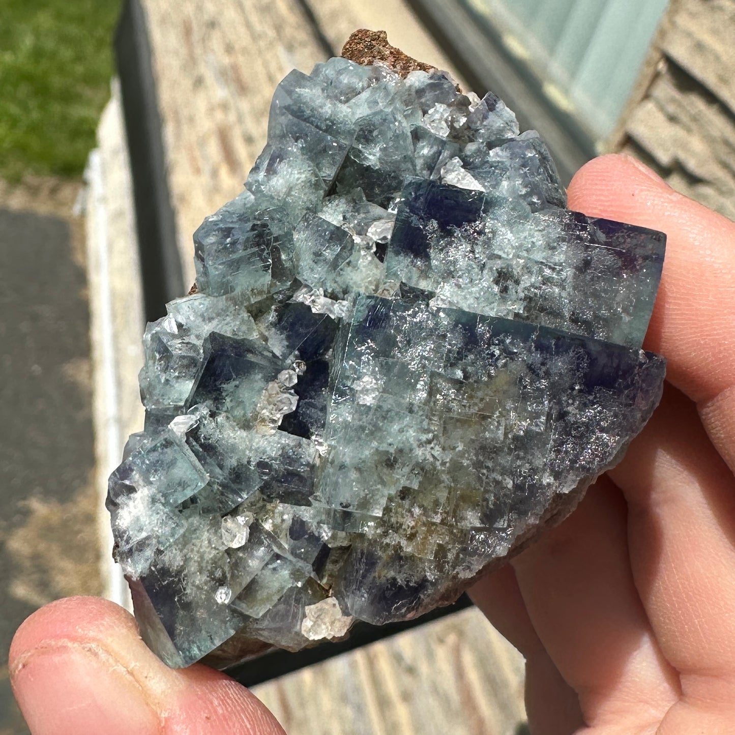 Cabinet Size Green-Blue Daylight UV Reactive Fluorite with Quartz from the  Hidden Forest Pocket, Diana Maria Mine, UK