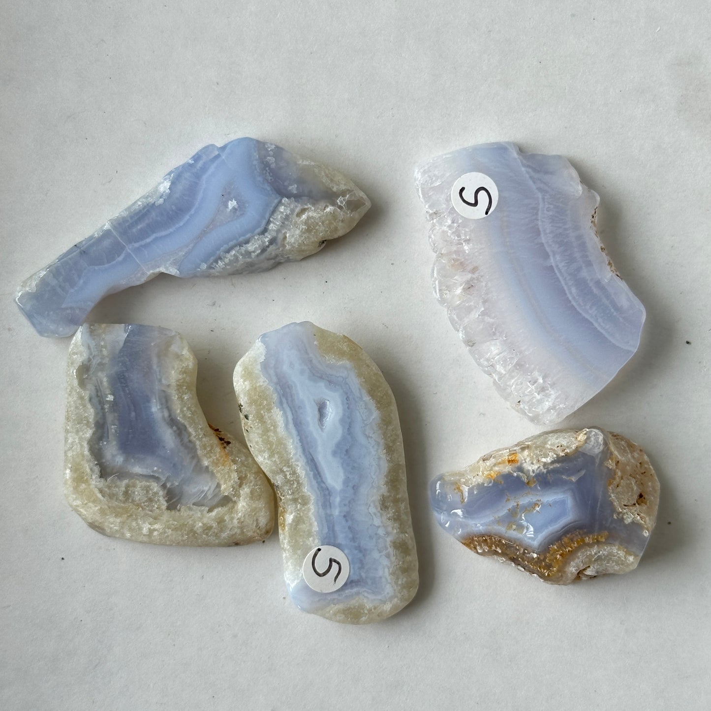 Small Tumbled Blue Lace Agate Slices from Malawi