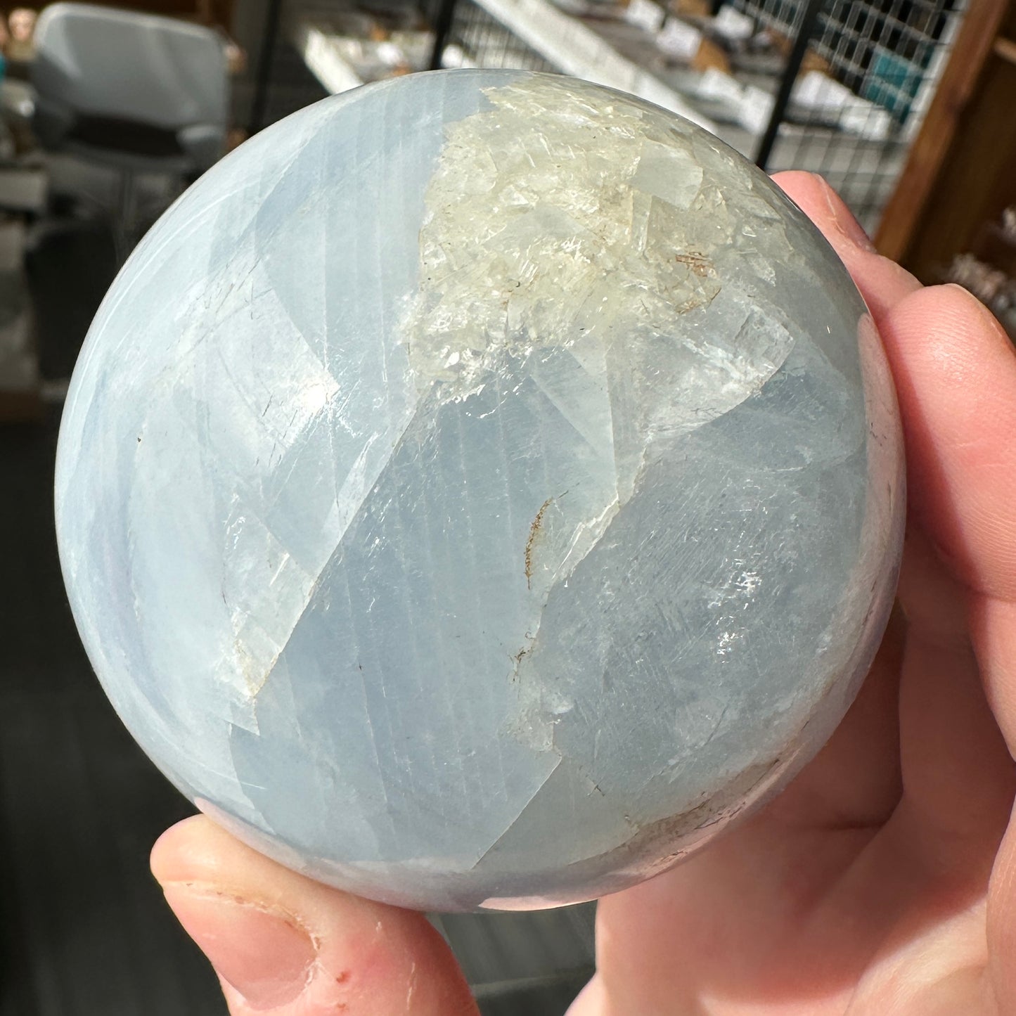 Angelic 6.70cm Blue Calcite Sphere from Brazil