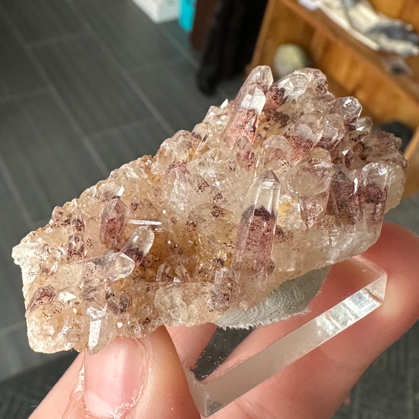 Miniature Sized Hematite Included Quartz from Orange River, South Africa