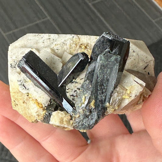 Cabinet Sized Aegirine, Zircon, and Smoky Quartz on Microcline Feldspar from Mount Malosa, Malawi