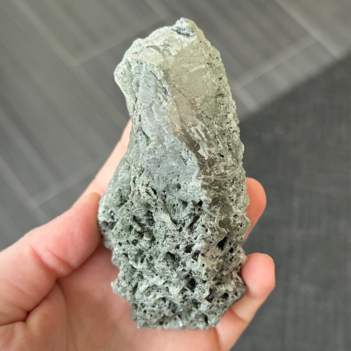 Hydrothermal Etched Quartz with Epidote from Pakistan