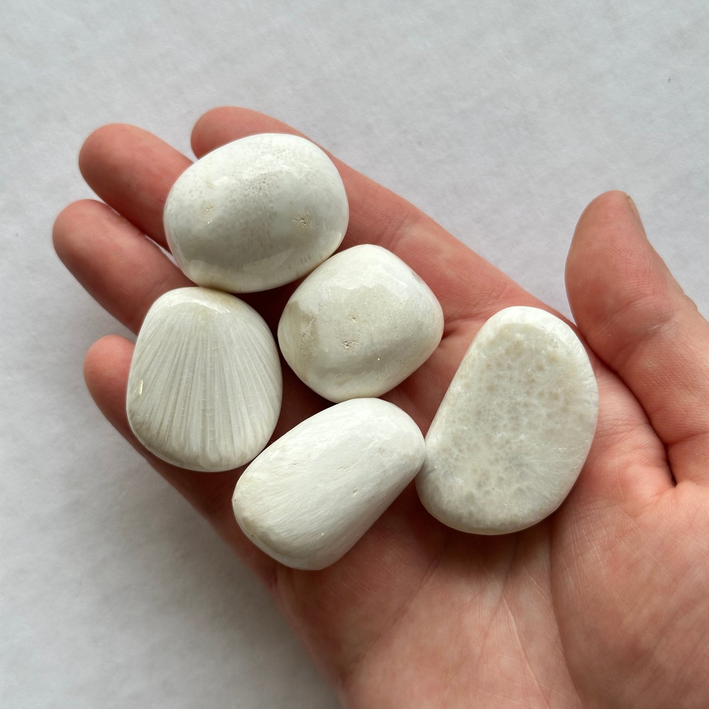 Medium Tumbled White Scolecite from India