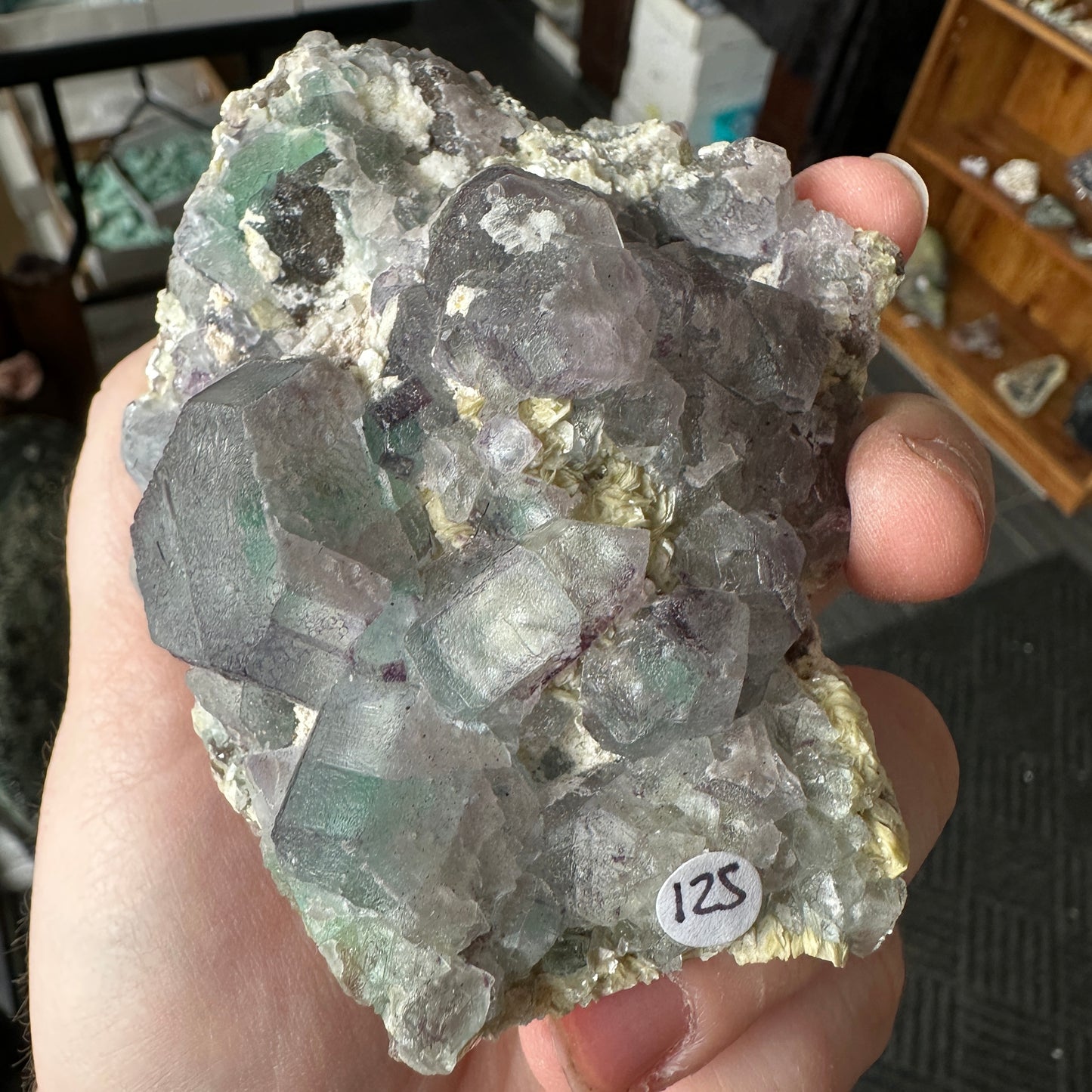 Cabinet Size Green and Purple Fluorite on Feldspar with Hyalite Opal from Erongo Mountain, Namibia