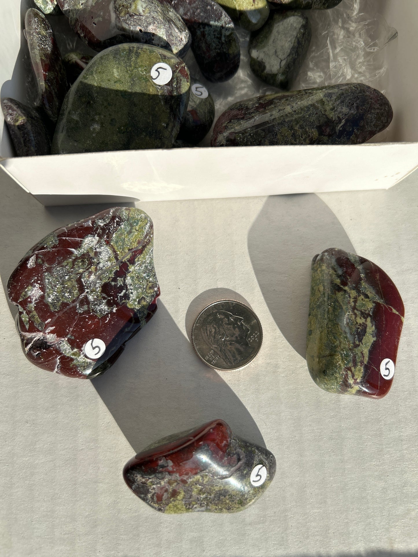 Medium sized Tumbled Dragons Blood Jasper Stone from South Africa