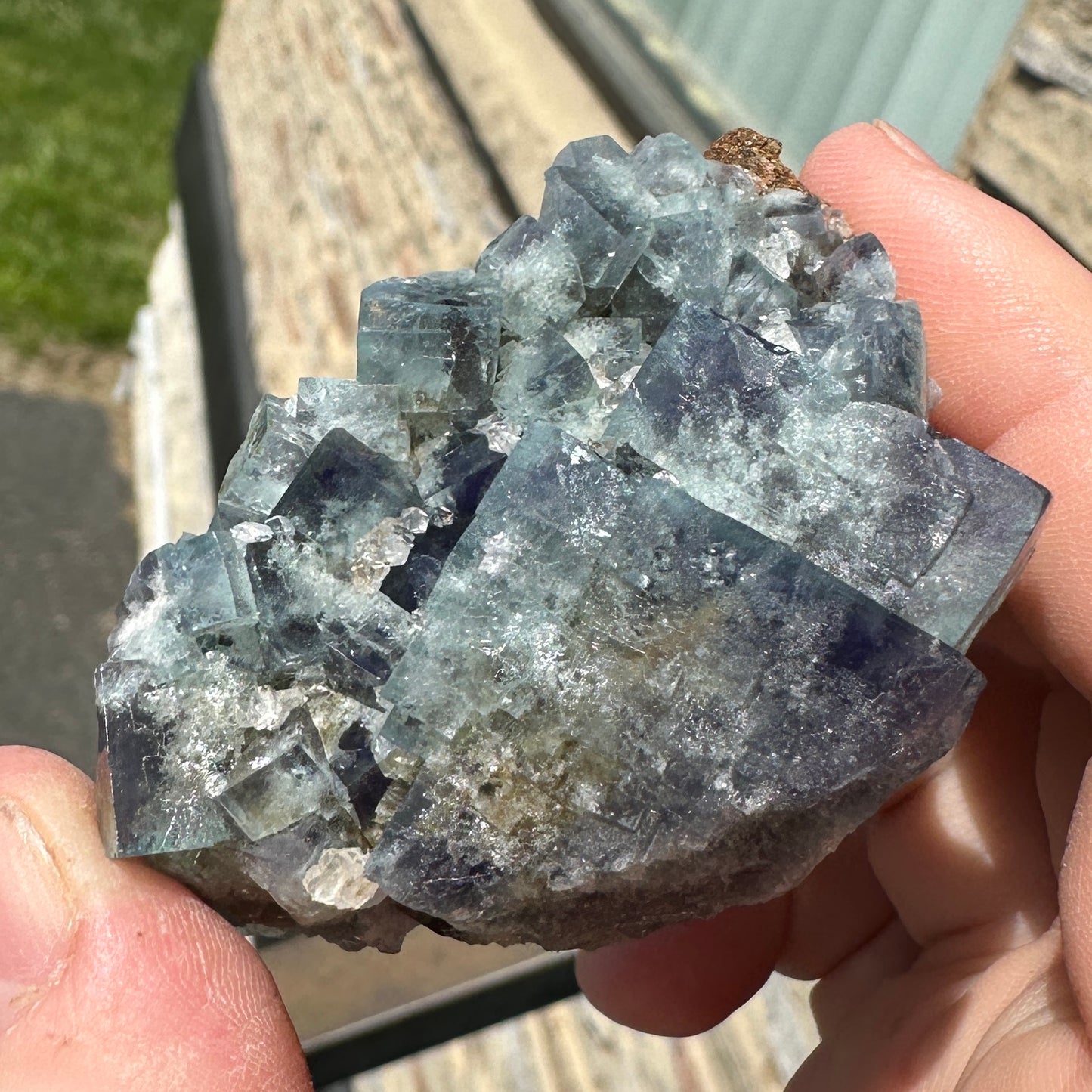 Cabinet Size Green-Blue Daylight UV Reactive Fluorite with Quartz from the  Hidden Forest Pocket, Diana Maria Mine, UK