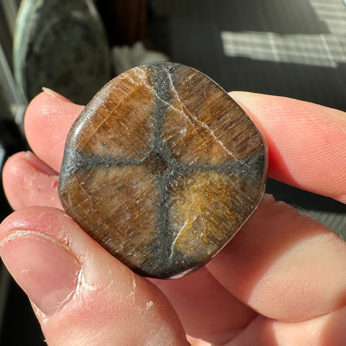 22.72 g Andalusite var. Chiastolite Polished Fairy Cross Stone from Spain