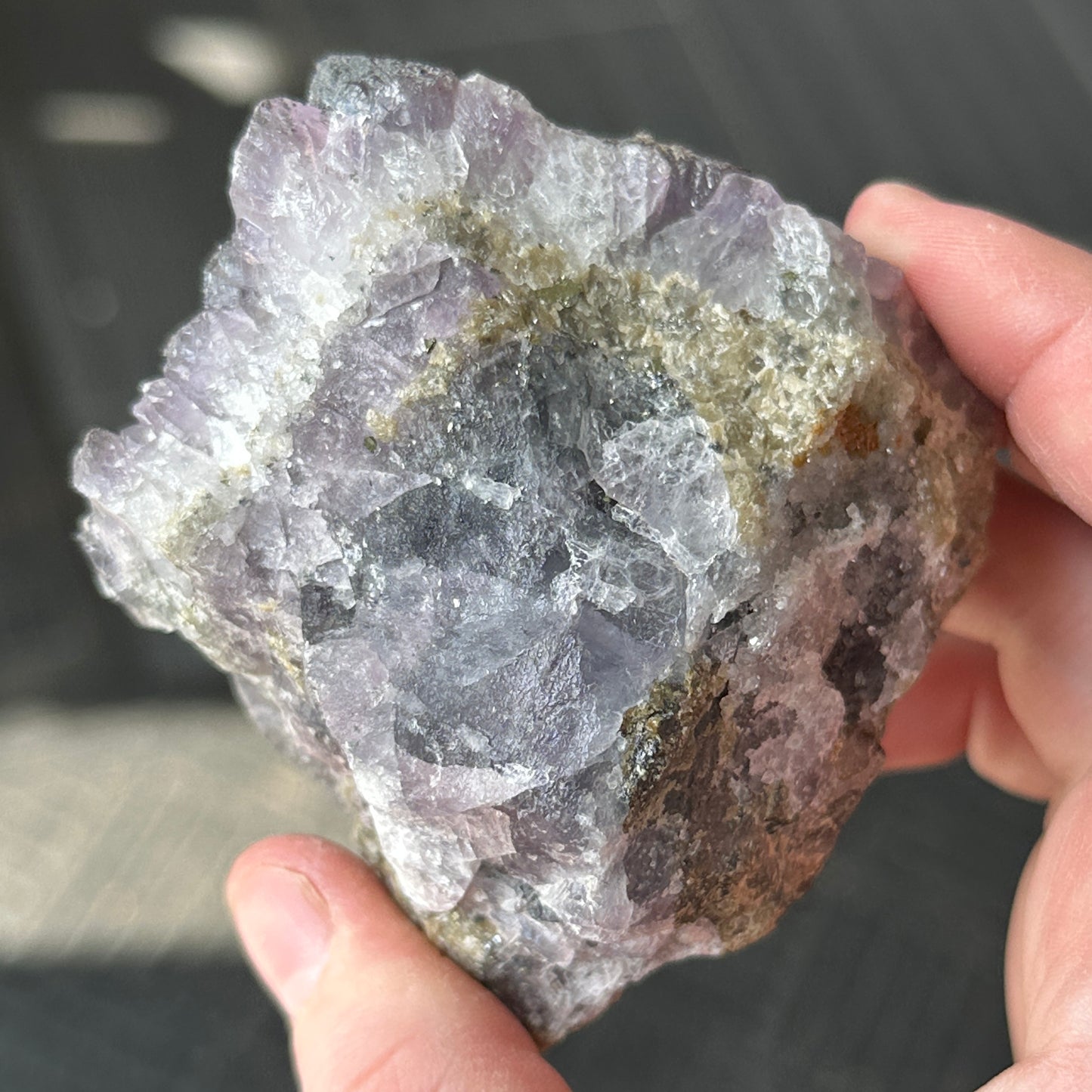 NEW FIND Amethyst on Fluorite with Pyrite from Nigeria