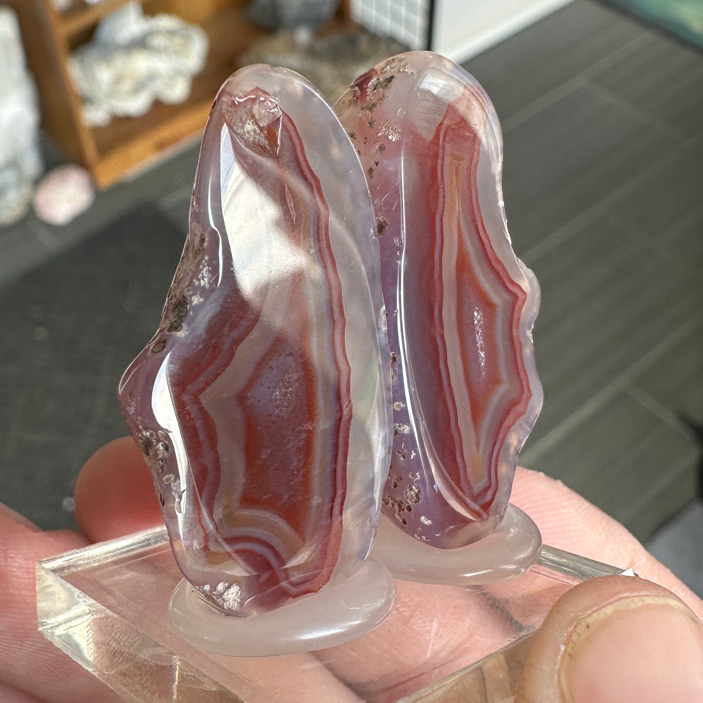 24g Red Malawi Banded Agate Pair