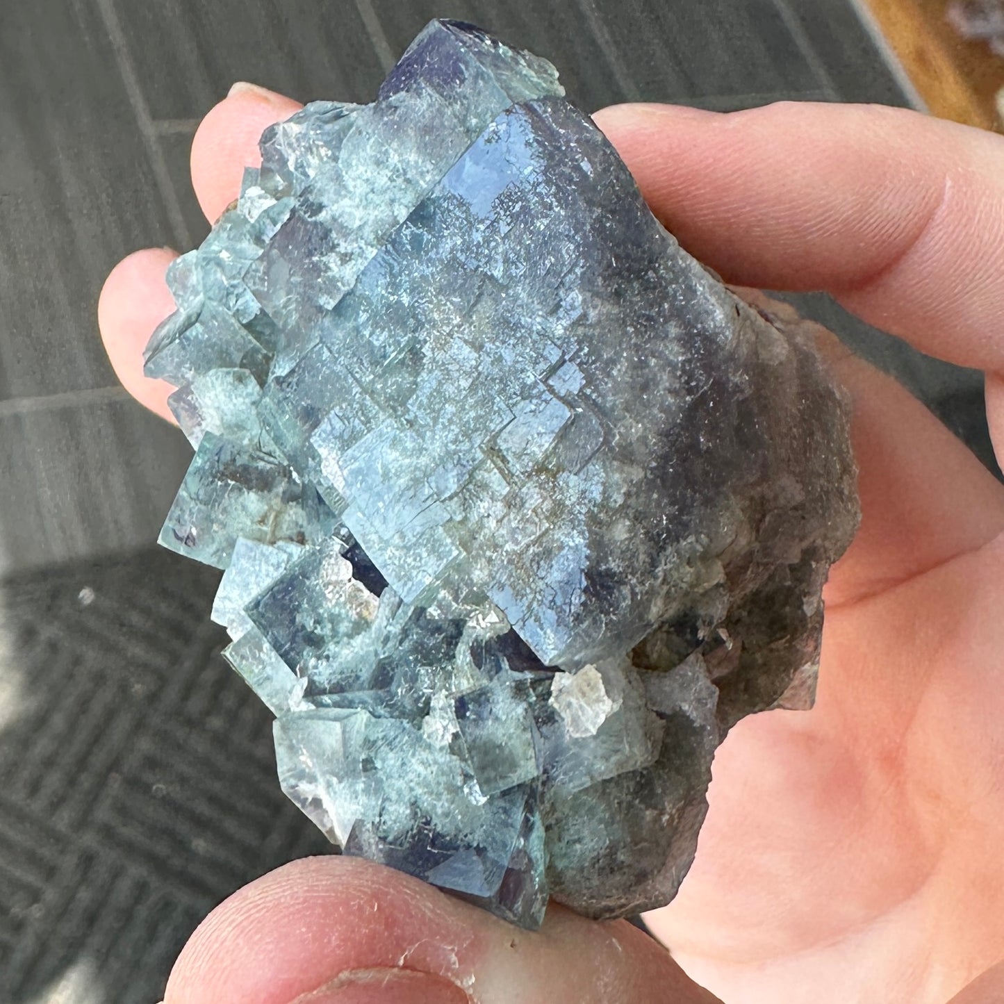 Cabinet Size Green-Blue Daylight UV Reactive Fluorite with Quartz from the  Hidden Forest Pocket, Diana Maria Mine, UK