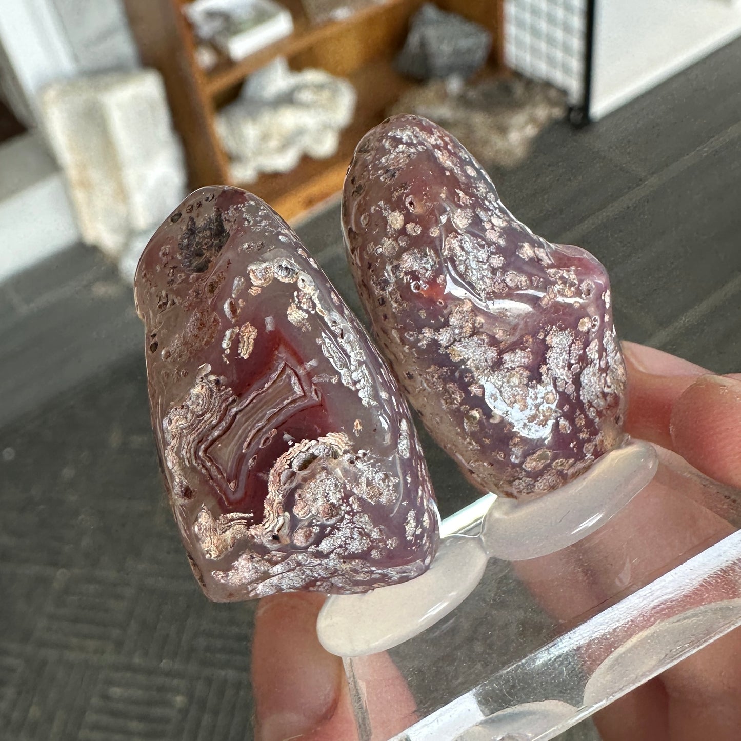 24g Red Malawi Banded Agate Pair