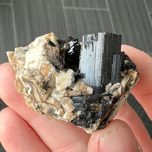Miniature Sized Aegirine on Microcline Feldspar from Mount Malosa, Malawi