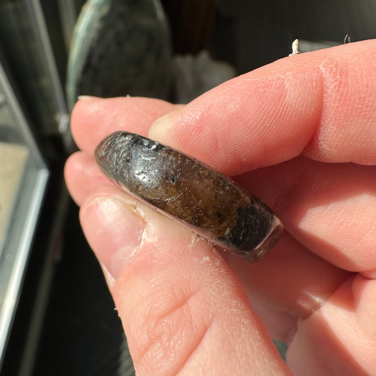 18.23g Andalusite var. Chiastolite Polished Fairy Cross Stone from Spain