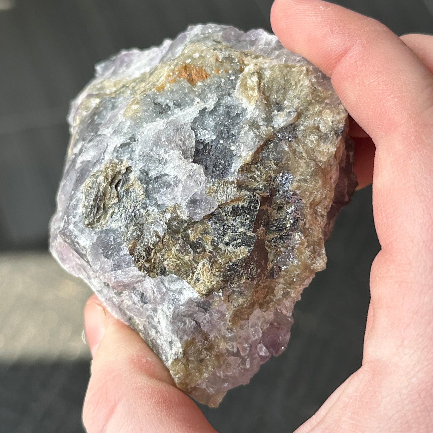 NEW FIND Amethyst on Fluorite with Pyrite from Nigeria
