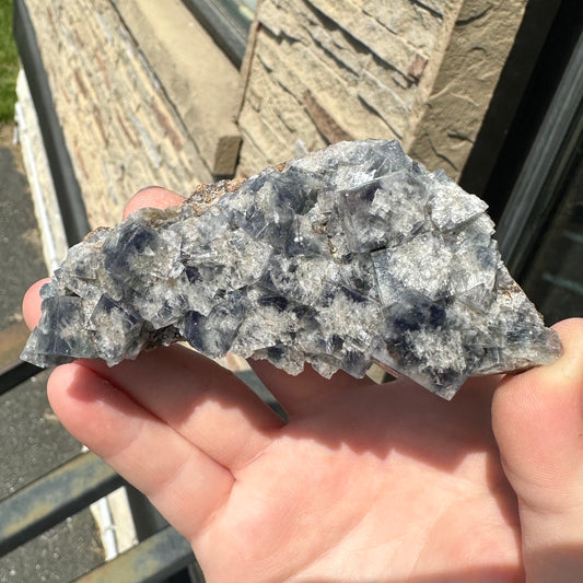 Cabinet Size Green-Blue Daylight UV Reactive Fluorite with Quartz from the  Hidden Forest Pocket, Diana Maria Mine, UK