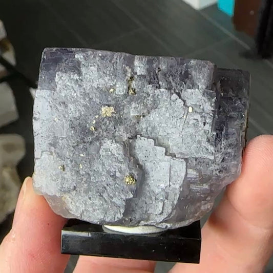 Miniature Purple Fluorite with Pyrite from Nigeria