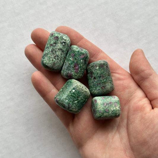 Medium Tumbled Pink and Green Ruby in Fuchsite from India