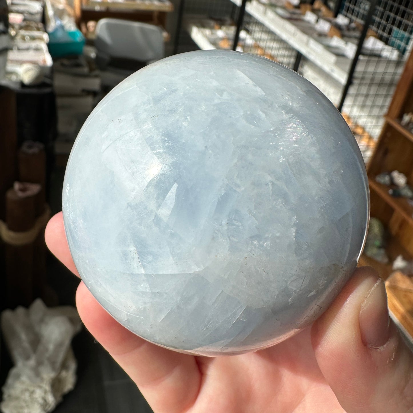 Angelic 6.70cm Blue Calcite Sphere from Brazil