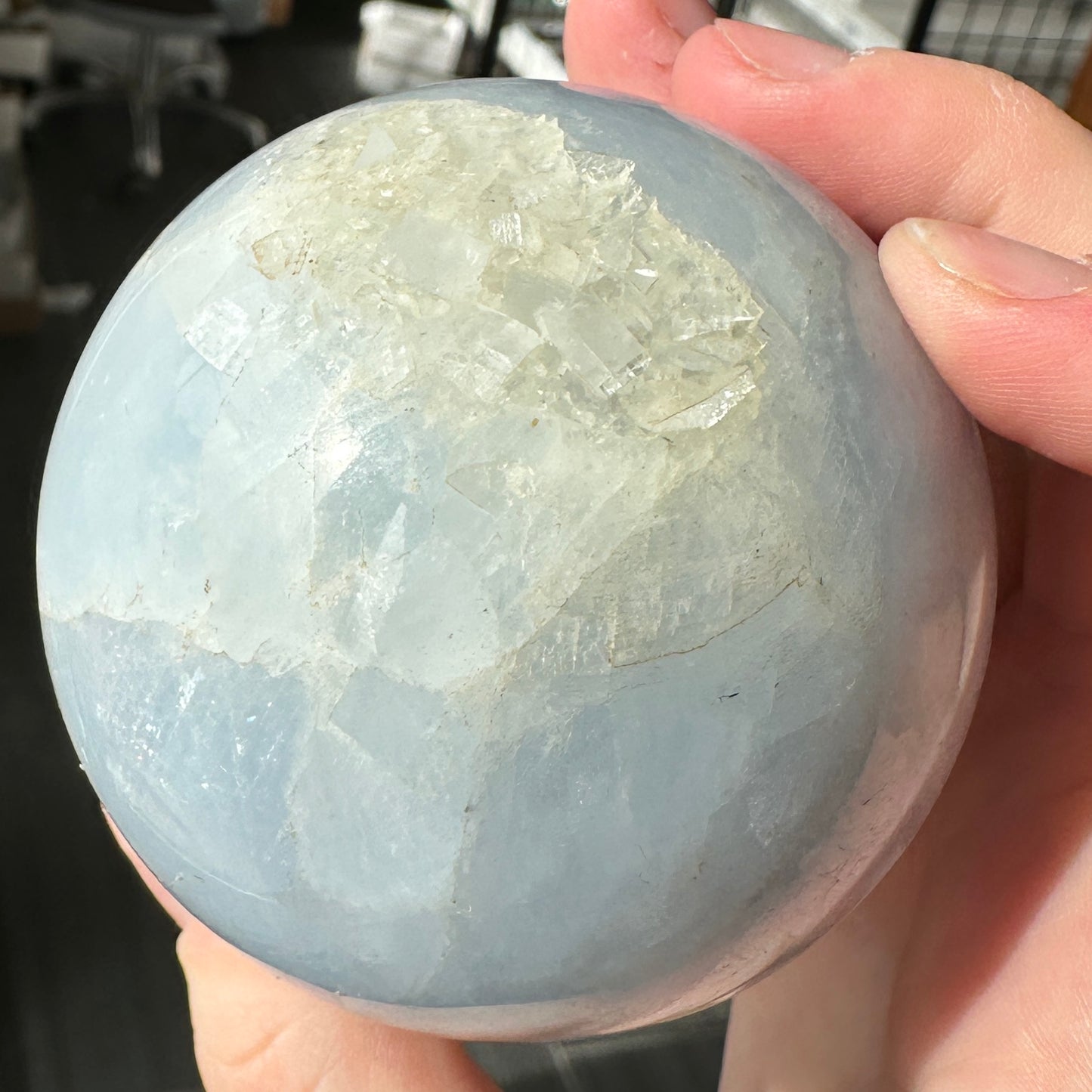 Angelic 6.70cm Blue Calcite Sphere from Brazil