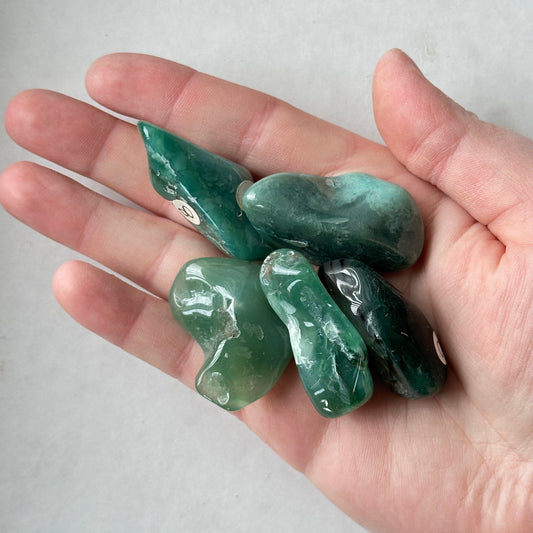 Medium Tumbled Green Mtorolite Chrome Chalcedony from Zimbabwe