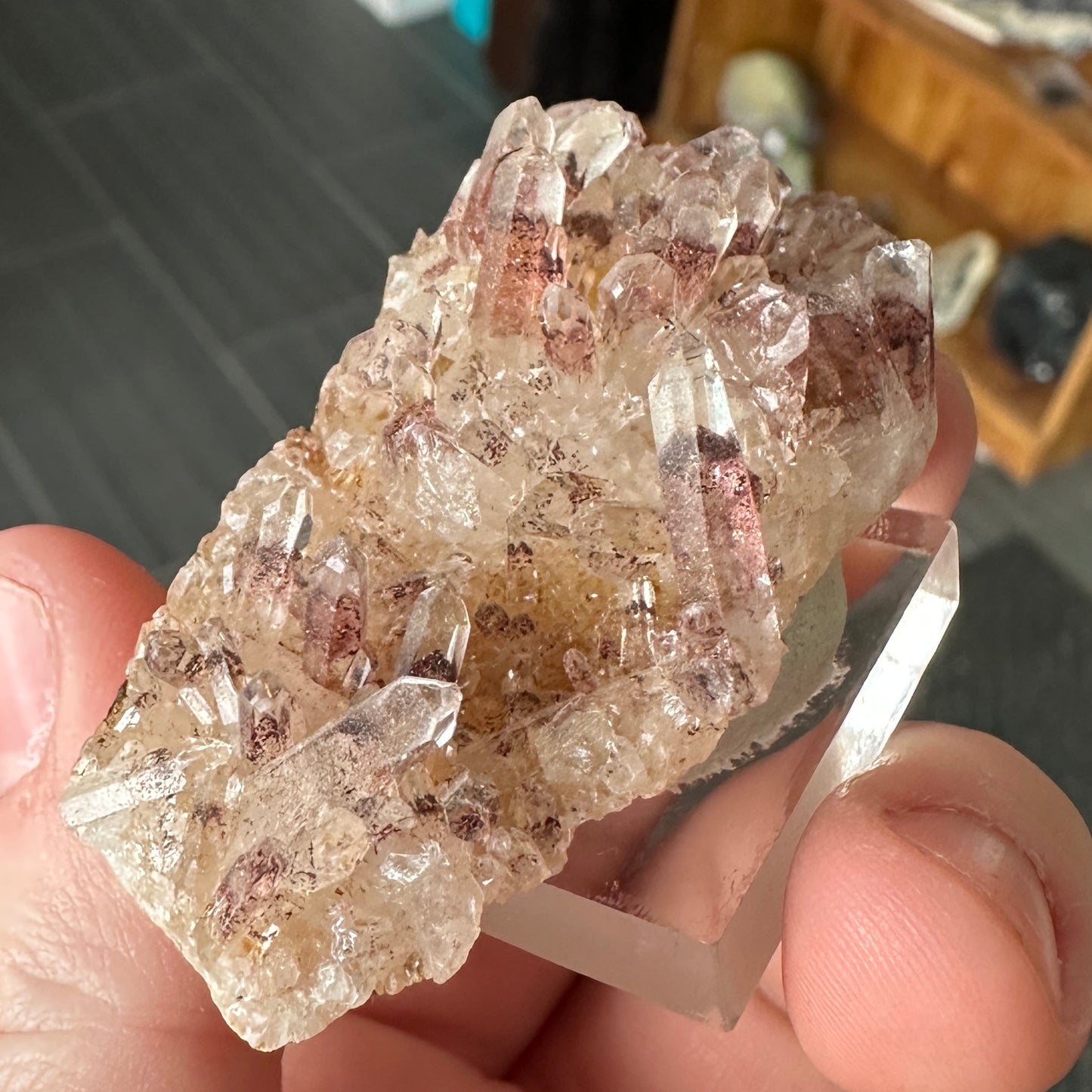 Miniature Sized Hematite Included Quartz from Orange River, South Africa