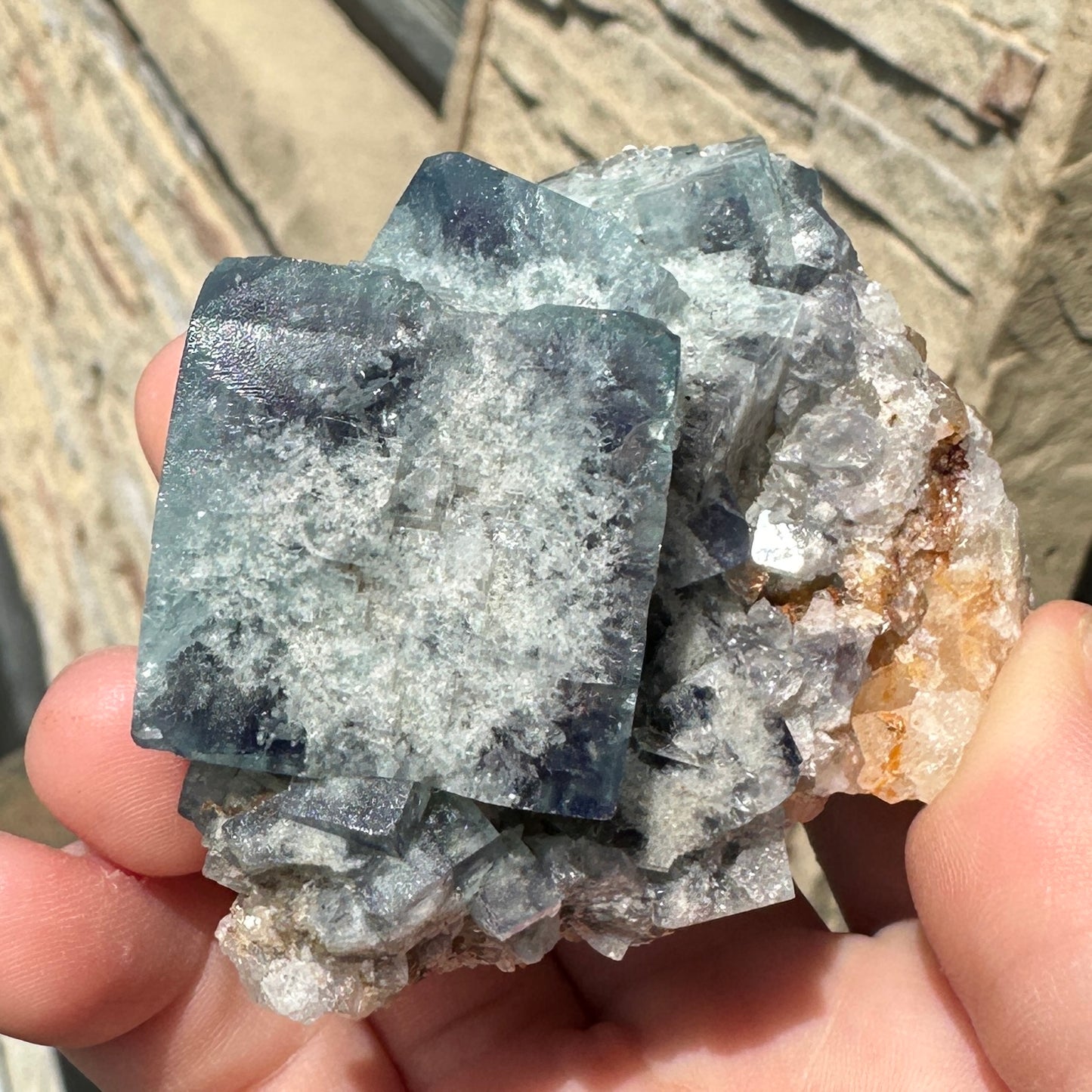 Cabinet Size Green-Blue Daylight UV Reactive Fluorite with Quartz from the  Hidden Forest Pocket, Diana Maria Mine, UK